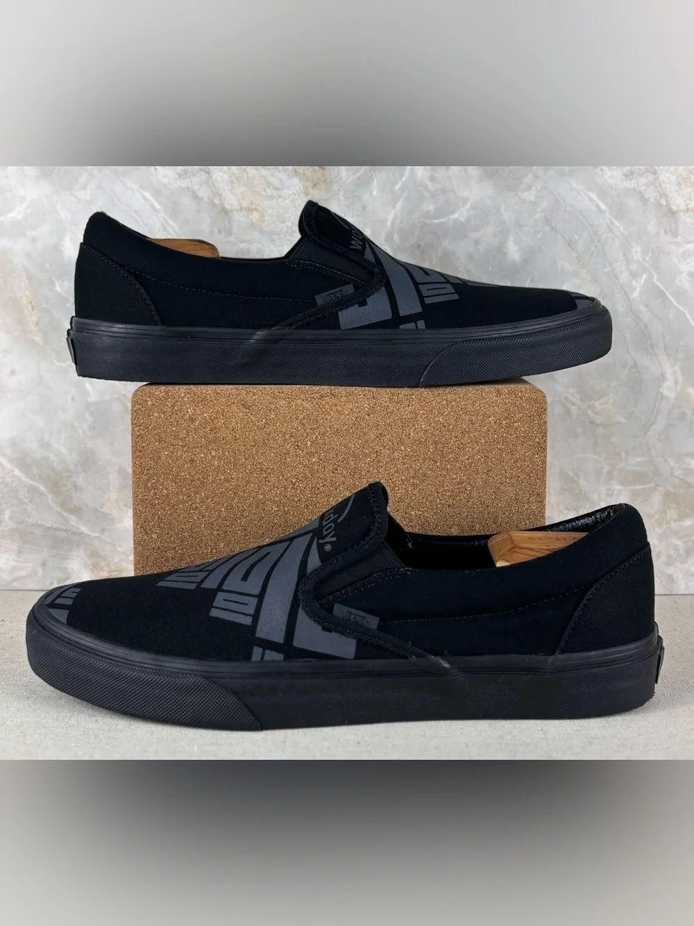 Vans x Workday Slip-On Sneakers Black Gray Logo Mens 12